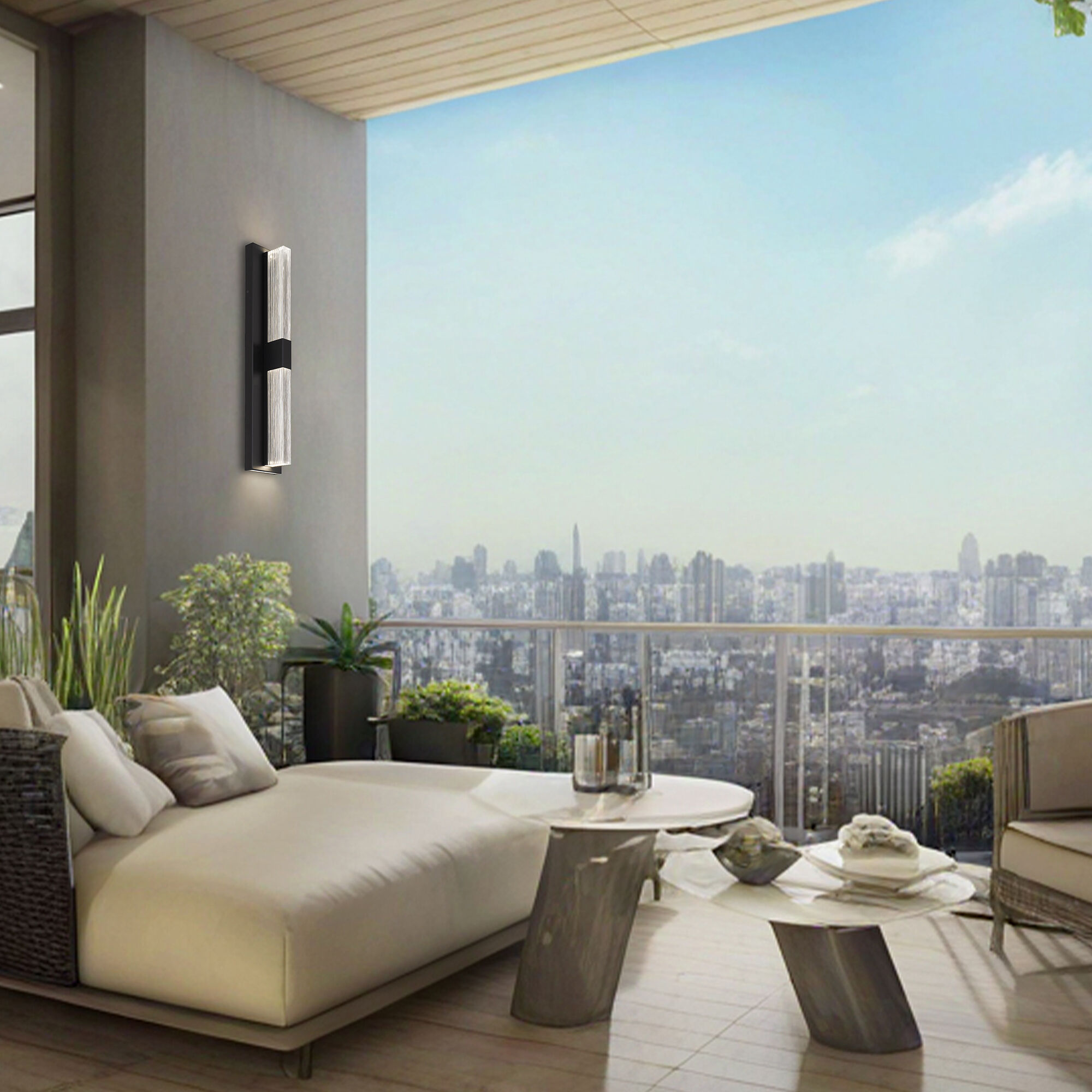 Arles LED 25 inch Sand Black Outdoor Wall Sconce